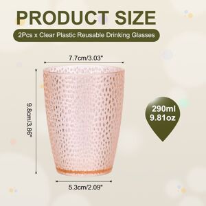 Unique Clear Plastic Reusable Drinking Glasses, 6.8oz Hobnail Water Cup(Brown, 2Pcs) Pink 9.8oz Unique Clear Plastic Reusable Drinking Glasses, 6.8oz Hobnail Water Cup(Brown, 2Pcs) Pink 9.8oz