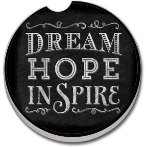 Counterart Absorbent Stoneware Car Coaster, Dream Hope Inspire, Set of 2 - 2.5 Multi 2.5 Counterart Absorbent Stoneware Car Coaster, Dream Hope Inspire, Set of 2 - 2.5 Multi 2.5