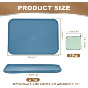 Unique Plastic Tray, Pack Rectangular Plates Food Tray Wheat Plates Dishes Reusable Dessert Plate Trays with Cloth Dark Blue M(12 Unique Plastic Tray, Pack Rectangular Plates Food Tray Wheat Plates Dishes Reusable Dessert Plate Trays with Cloth Dark Blue M(12
