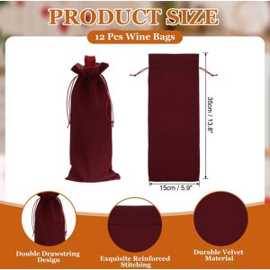 Unique Velvet Wine Bottle Bags, Wine Gift Bags with Double Drawstring Closure Reusable Liquor Bottle Covers Wine Red 12Pcs Unique Velvet Wine Bottle Bags, Wine Gift Bags with Double Drawstring Closure Reusable Liquor Bottle Covers Wine Red 12Pcs