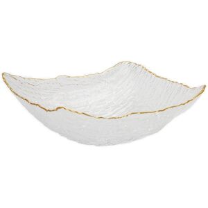 Classic Touch Glass Square Salad Bowl with Gold Trim Gold Medium Classic Touch Glass Square Salad Bowl with Gold Trim Gold Medium