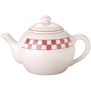 Teapot Red/White Handpainted Checkmate Stoneware 64 OZ Renovators Supply White 11.0 In. L X 4.0 In. W X 7.0 In. H Teapot Red/White Handpainted Checkmate Stoneware 64 OZ Renovators Supply White 11.0 In. L X 4.0 In. W X 7.0 In. H