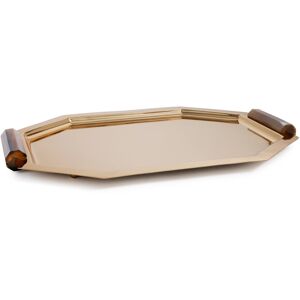 Zodax Polished Octagon Metal Serving Trays with Horn Handles Gold Large Zodax Polished Octagon Metal Serving Trays with Horn Handles Gold Large