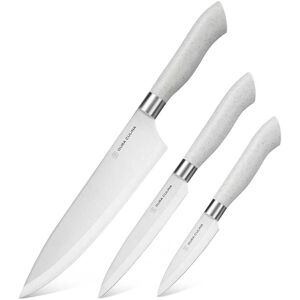 Dura Living EcoCut 3-Piece Kitchen Knife Set - High Carbon Stainless Steel Blades, Eco-Friendly Handles with Sheaths Grey See Description Dura Living EcoCut 3-Piece Kitchen Knife Set - High Carbon Stainless Steel Blades, Eco-Friendly Handles with Sheaths Grey See Description