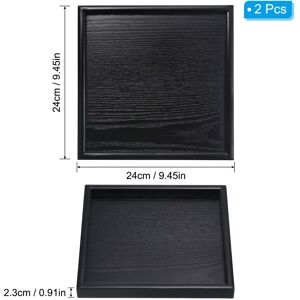 Unique 2pcs Wood Serving Tray Square Decorative Platter Home Kitchen Table 9.4 Inch Unique 2pcs Wood Serving Tray Square Decorative Platter Home Kitchen Table 9.4 Inch