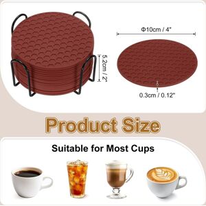 Unique Silicone Coasters with Holder, Round Coaster for Drink, Non-Slip Non-Stick Heat Resistant Place Mats Washable Brown 16 Pcs Unique Silicone Coasters with Holder, Round Coaster for Drink, Non-Slip Non-Stick Heat Resistant Place Mats Washable Brown 16 Pcs