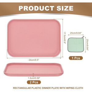 Unique Plastic Tray, Pack Rectangular Plates Food Tray Wheat Plates Dishes Reusable Dessert Plate Trays with Cloth Pink S(9.5 Unique Plastic Tray, Pack Rectangular Plates Food Tray Wheat Plates Dishes Reusable Dessert Plate Trays with Cloth Pink S(9.5
