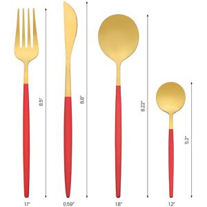 Unique 16 Pcs Silverware Set, Stainless Steel Flatware Set, Mirror Polished Cutlery Set, Serving Set for Kitchen Eating Tableware Red 16 PCS Unique 16 Pcs Silverware Set, Stainless Steel Flatware Set, Mirror Polished Cutlery Set, Serving Set for Kitchen Eating Tableware Red 16 PCS