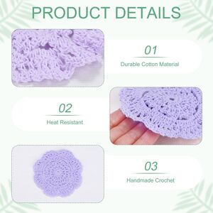 Unique Handmade Crochet Coasters, Round Cotton Placemats for Table/Cup/Bowl/Vase/Tea Trays/Home Decoration, Lace Doilies Place Mats Light Purple 4-Pack Unique Handmade Crochet Coasters, Round Cotton Placemats for Table/Cup/Bowl/Vase/Tea Trays/Home Decoration, Lace Doilies Place Mats Light Purple 4-Pack