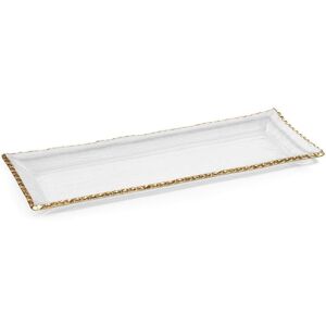 Zodax Cassiel Rectangular Trays with Jagged Gold Rim, Set of 2 Clear Large Zodax Cassiel Rectangular Trays with Jagged Gold Rim, Set of 2 Clear Large