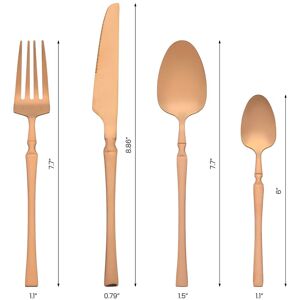 Unique 4 Pcs Stainless Steel Silverware Set with Spoons and Forks Set, Mirror Polished Cutlery Set, Serving Utensils Set for Kitchen Rose Gold 4Pcs Unique 4 Pcs Stainless Steel Silverware Set with Spoons and Forks Set, Mirror Polished Cutlery Set, Serving Utensils Set for Kitchen Rose Gold 4Pcs