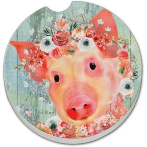 CounterArt Crowned Piggy 2 Pack Absorbent Stone Coaster for Vehicle Cup Holder 2.6” Diameter Manufactured in The USA Multi 2.6 In. L X 2.6 In. W X 0.5 In. D CounterArt Crowned Piggy 2 Pack Absorbent Stone Coaster for Vehicle Cup Holder 2.6” Diameter Manufactured in The USA Multi 2.6 In. L X 2.6 In. W X 0.5 In. D