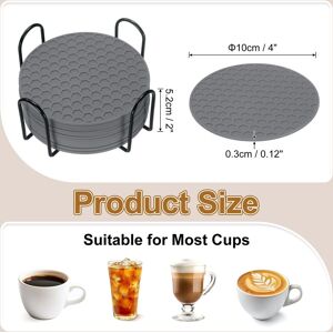 Unique Silicone Coasters with Holder, Round Coaster for Drink, Non-Slip Non-Stick Heat Resistant Place Mats Washable Gray 12 Pcs Unique Silicone Coasters with Holder, Round Coaster for Drink, Non-Slip Non-Stick Heat Resistant Place Mats Washable Gray 12 Pcs