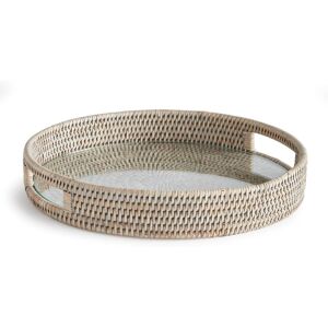 Porch & Petal Burma Rattan Round Serving Tray Graywash 12.75 In. L X 12.75 In. W X 2.25 In. H Porch & Petal Burma Rattan Round Serving Tray Graywash 12.75 In. L X 12.75 In. W X 2.25 In. H