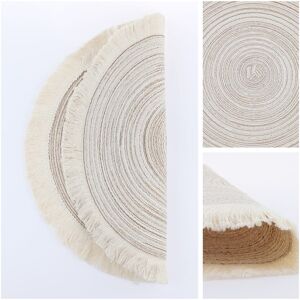 Unique Rustic Placemats Set of 6 Round Rattan Placemats for Dining Table Decor Indoor Outdoor Kitchen Table Mat Wipe Clean - 15*15in Beige 15*15in Unique Rustic Placemats Set of 6 Round Rattan Placemats for Dining Table Decor Indoor Outdoor Kitchen Table Mat Wipe Clean - 15*15in Beige 15*15in