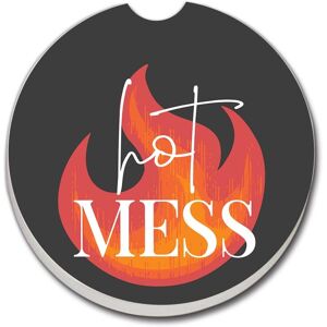 CounterArt Absorbent Stoneware Car Coaster, Hot Mess, Set of 2 Multi 2.6 In. L X 2.6 In. W X 1.0 In. D CounterArt Absorbent Stoneware Car Coaster, Hot Mess, Set of 2 Multi 2.6 In. L X 2.6 In. W X 1.0 In. D