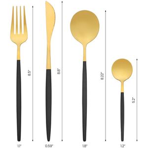 Unique 24 Pcs Silverware Set, Stainless Steel Serving Utensils Set for Kitchen Eating Tableware, Mirror Polished Cutlery Set - 24 PCS Black/Gold 24 PCS Unique 24 Pcs Silverware Set, Stainless Steel Serving Utensils Set for Kitchen Eating Tableware, Mirror Polished Cutlery Set - 24 PCS Black/Gold 24 PCS
