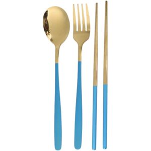 Unique 1 Set Flatware Sets Dishwasher Safe Fork Spoon Chopsticks 3-Piece Set with Box 410 Stainless Steel Gold Tone 23.7x6x6cm Blue, Gold Tone 0.01 In. L X 0.01 In. W X 0.01 In. H Unique 1 Set Flatware Sets Dishwasher Safe Fork Spoon Chopsticks 3-Piece Set with Box 410 Stainless Steel Gold Tone 23.7x6x6cm Blue, Gold Tone 0.01 In. L X 0.01 In. W X 0.01 In. H