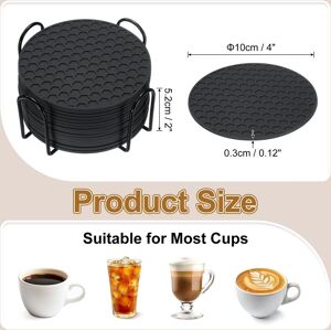 Unique Silicone Coasters with Holder, Round Coaster for Drink, Non-Slip Non-Stick Heat Resistant Place Mats Washable Black 16 Pcs Unique Silicone Coasters with Holder, Round Coaster for Drink, Non-Slip Non-Stick Heat Resistant Place Mats Washable Black 16 Pcs