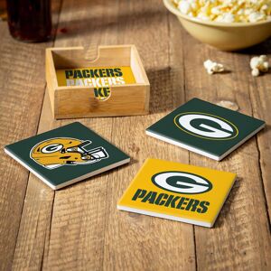 Evergreen Green Bay Packers 4-Piece Ceramic Coasters Set with Wood Caddy Multi-Color 4.0 In. L X 4.0 In. W X 2.0 In. H Evergreen Green Bay Packers 4-Piece Ceramic Coasters Set with Wood Caddy Multi-Color 4.0 In. L X 4.0 In. W X 2.0 In. H