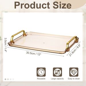 Unique Plastic Serving Tray with Golden Handle, Modern Rectangular Decorative Tray Acrylic Reusable Tea Platter Gold 12 Unique Plastic Serving Tray with Golden Handle, Modern Rectangular Decorative Tray Acrylic Reusable Tea Platter Gold 12
