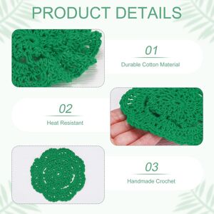 Unique Handmade Crochet Coasters, Round Cotton Placemats for Table/Cup/Bowl/Vase/Tea Trays/Home Decoration, Lace Doilies Place Mats Christmas Green 8-Pack Unique Handmade Crochet Coasters, Round Cotton Placemats for Table/Cup/Bowl/Vase/Tea Trays/Home Decoration, Lace Doilies Place Mats Christmas Green 8-Pack