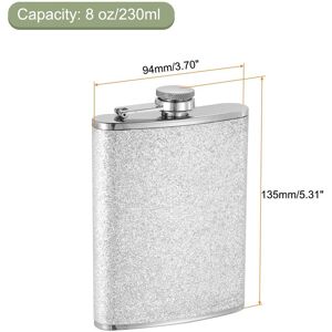 Unique 8oz 230ml Stainless Steel Hip Flask for Camping Outdoor Activity Bling Silver 0.1 In. L X 0.1 In. W X 0.1 In. H Unique 8oz 230ml Stainless Steel Hip Flask for Camping Outdoor Activity Bling Silver 0.1 In. L X 0.1 In. W X 0.1 In. H