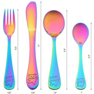 Unique 4 Pcs Flatware Set, Stainless Steel Silverware with Knife, Mirror Polished Cutlery Set, Serving Utensils Set for Kitchen - 4 PCS Colorful 4 PCS Unique 4 Pcs Flatware Set, Stainless Steel Silverware with Knife, Mirror Polished Cutlery Set, Serving Utensils Set for Kitchen - 4 PCS Colorful 4 PCS