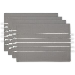 DII Gray and White Stripe Tassel Placemat (Set of 4) Grey & White Service for 4 DII Gray and White Stripe Tassel Placemat (Set of 4) Grey & White Service for 4