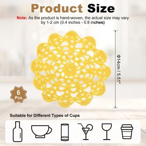 Unique Crocheted Cotton Doilies, Lace Doilies for Tables Cloth Lace Placemats Handmade Tray Doilies Round Cups Coasters Yellow 6Pcs Unique Crocheted Cotton Doilies, Lace Doilies for Tables Cloth Lace Placemats Handmade Tray Doilies Round Cups Coasters Yellow 6Pcs