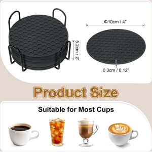 Unique Silicone Coasters with Holder, Round Coaster for Drink, Non-Slip Non-Stick Heat Resistant Place Mats Washable Black 12 Pcs Unique Silicone Coasters with Holder, Round Coaster for Drink, Non-Slip Non-Stick Heat Resistant Place Mats Washable Black 12 Pcs