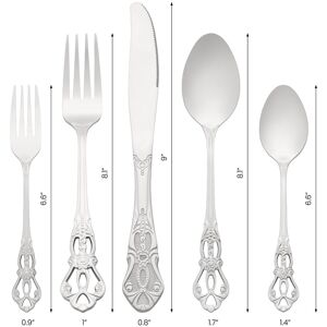 Unique 20 PCS Silverware Set, Stainless Steel Floral Flatware, Modern Cutlery Set, Serving Utensils Set for Kitchen Eating Tableware Silver 20 PCS Unique 20 PCS Silverware Set, Stainless Steel Floral Flatware, Modern Cutlery Set, Serving Utensils Set for Kitchen Eating Tableware Silver 20 PCS