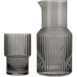 Elle Decor Carafe Set Night Water Ribbed Pitcher and Cup - 33 Oz Grey 33 Oz Elle Decor Carafe Set Night Water Ribbed Pitcher and Cup - 33 Oz Grey 33 Oz