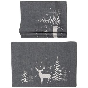 Xia Home Fashions Deer In Snowing Forest Double layer 14 by 20-Inch Christmas Placemats, Set of 4, DarkGray - 14 Red 14 Xia Home Fashions Deer In Snowing Forest Double layer 14 by 20-Inch Christmas Placemats, Set of 4, DarkGray - 14 Red 14