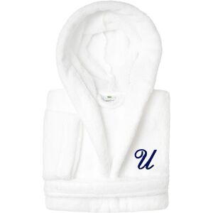 Authentic Hotel and Spa Sweet Kids 100% Polyester SUPER PLUSH Double Brushed Hooded Bathrobe with Navy Script Monogram U Small Authentic Hotel and Spa Sweet Kids 100% Polyester SUPER PLUSH Double Brushed Hooded Bathrobe with Navy Script Monogram U Small