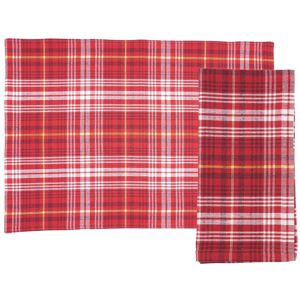 Saro Lifestyle Rustic Recycled Plaid Placemat and Napkin (Set of 8) Red Set of 8 Saro Lifestyle Rustic Recycled Plaid Placemat and Napkin (Set of 8) Red Set of 8