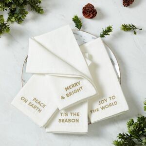 Elrene Joyful Sentiment Christmas/Holiday Embroidered Napkins, Set of 4 - 17x17 White Set of 4 Elrene Joyful Sentiment Christmas/Holiday Embroidered Napkins, Set of 4 - 17x17 White Set of 4