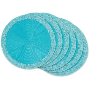 DII Nautical Blue Round Fringed Placemat Set/6 Aqua Set of 6 DII Nautical Blue Round Fringed Placemat Set/6 Aqua Set of 6