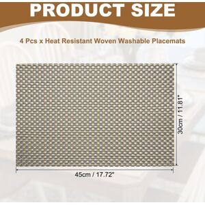Unique Heat Resistant Woven Washable Placemats, PVC Vinyl 8 Ply Woven Washable Non-Slip Table Mats for Dining Table Silver Brown 4Pcs Unique Heat Resistant Woven Washable Placemats, PVC Vinyl 8 Ply Woven Washable Non-Slip Table Mats for Dining Table Silver Brown 4Pcs