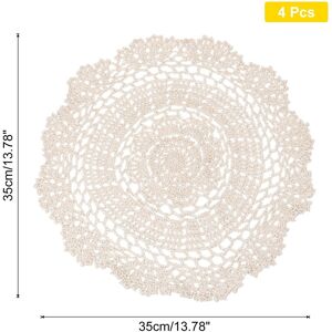 Unique Crochet Doilies, 4 Pcs Handmade Lace Crochet Placemat Coaster, Beige Cream 13.78-Inch Unique Crochet Doilies, 4 Pcs Handmade Lace Crochet Placemat Coaster, Beige Cream 13.78-Inch