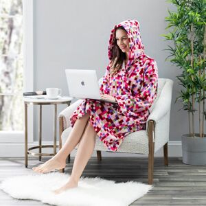 SALBAKOS Classic Turkish Towels Multicolor Square Printed Hooded Velour with Terry Lining SPA Bath Robe L/XL SALBAKOS Classic Turkish Towels Multicolor Square Printed Hooded Velour with Terry Lining SPA Bath Robe L/XL