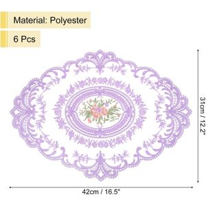 Unique 6Pack 12x16in Retro Lace Placemat Oval French Crochet Doilies - 12x16-in Purple 12x16-in Unique 6Pack 12x16in Retro Lace Placemat Oval French Crochet Doilies - 12x16-in Purple 12x16-in