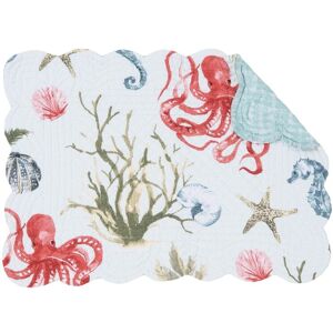 C&F Home Behari Coastal Sea Life Cotton Quilted Rectangular Reversible Placemat Set of 6 - Set of 6 Blue Set of 6 C&F Home Behari Coastal Sea Life Cotton Quilted Rectangular Reversible Placemat Set of 6 - Set of 6 Blue Set of 6
