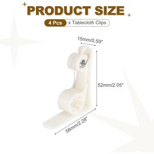 Unique Plastic Tablecloth Clips, Windproof Spring Loaded Holder Clips for Home Party Picnic Wedding - White 4 Pack Unique Plastic Tablecloth Clips, Windproof Spring Loaded Holder Clips for Home Party Picnic Wedding - White 4 Pack