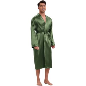 Unique Satin Robe for Men's Long Sleeve Kimono Bathrobe Sleepwear with Shorts Set Green S Unique Satin Robe for Men's Long Sleeve Kimono Bathrobe Sleepwear with Shorts Set Green S