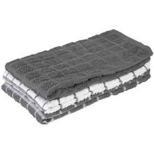 RITZ Cotton Terry Check Kitchen Towels (Set of 3) Grey Set of 3 RITZ Cotton Terry Check Kitchen Towels (Set of 3) Grey Set of 3