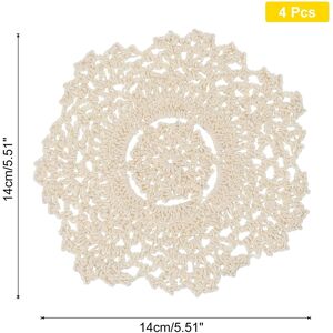 Unique Crochet Doilies, 4 Pcs Handmade Lace Crochet Placemat Coaster, Beige Cream 5.51-Inch Unique Crochet Doilies, 4 Pcs Handmade Lace Crochet Placemat Coaster, Beige Cream 5.51-Inch