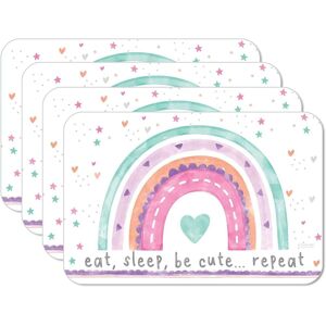 CounterArt Rainbows & Unicorns Reversible Easy Care Flexible Plastic Placemat 4 Pack Made in The USA Multi Set of 4 CounterArt Rainbows & Unicorns Reversible Easy Care Flexible Plastic Placemat 4 Pack Made in The USA Multi Set of 4