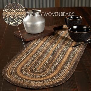 VHC Brands Espresso Jute Oval Runner 13x36 Brown 13x36 VHC Brands Espresso Jute Oval Runner 13x36 Brown 13x36