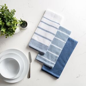Fabstyles Fouta Cotton Set of 3 Kitchen Towel Blue 18x26 Fabstyles Fouta Cotton Set of 3 Kitchen Towel Blue 18x26